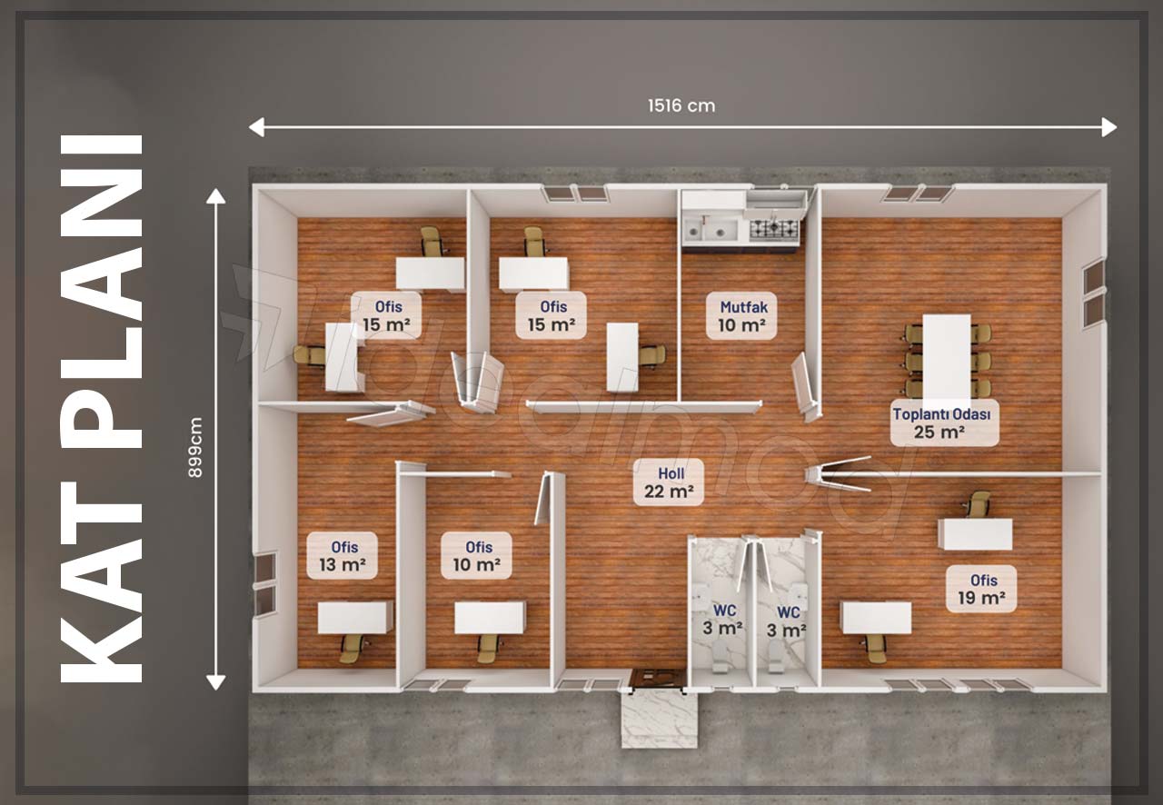 136 m² Prefabricated Office 4 136 m² Prefabricated Office - Image 2