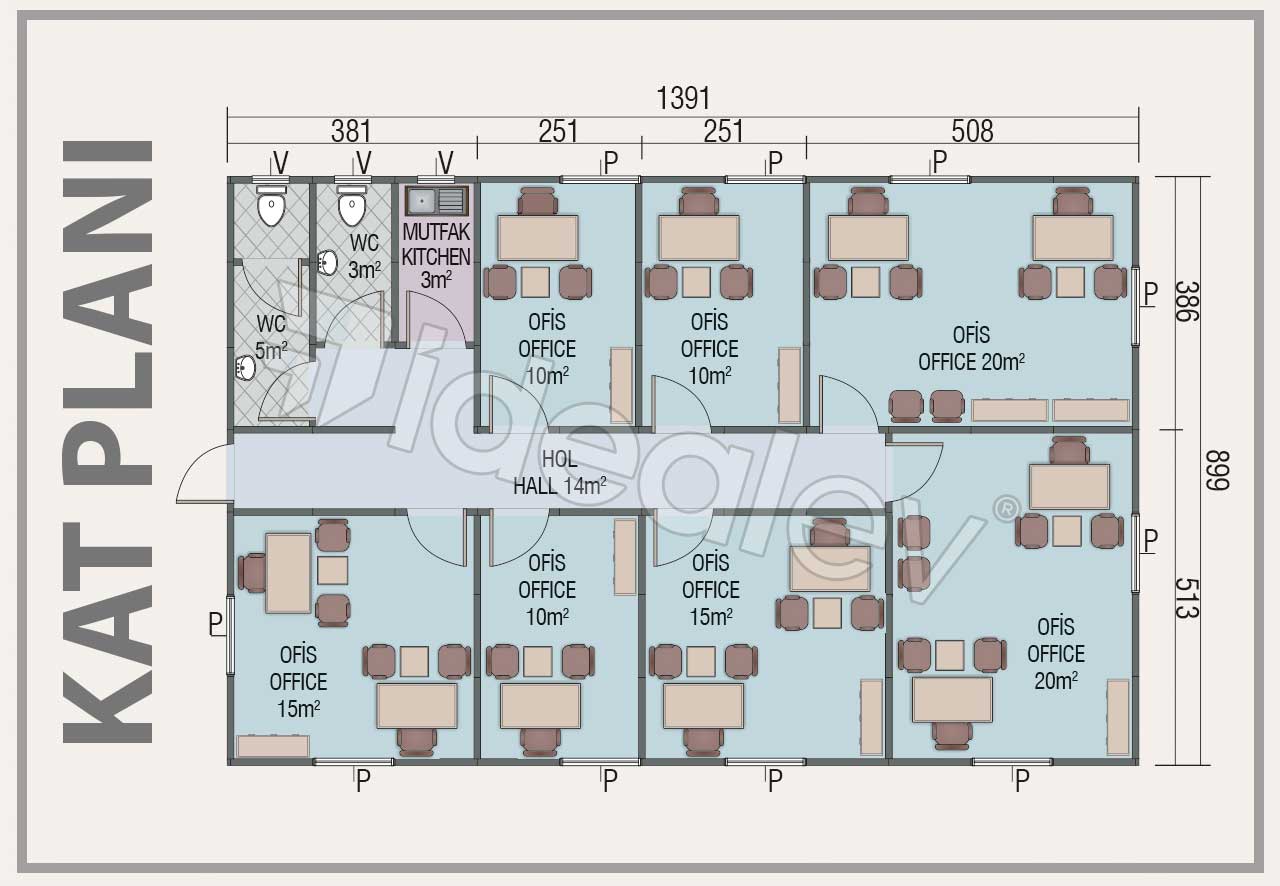 125 m² Prefabricated Office 4 125 m² Prefabricated Office - Image 2
