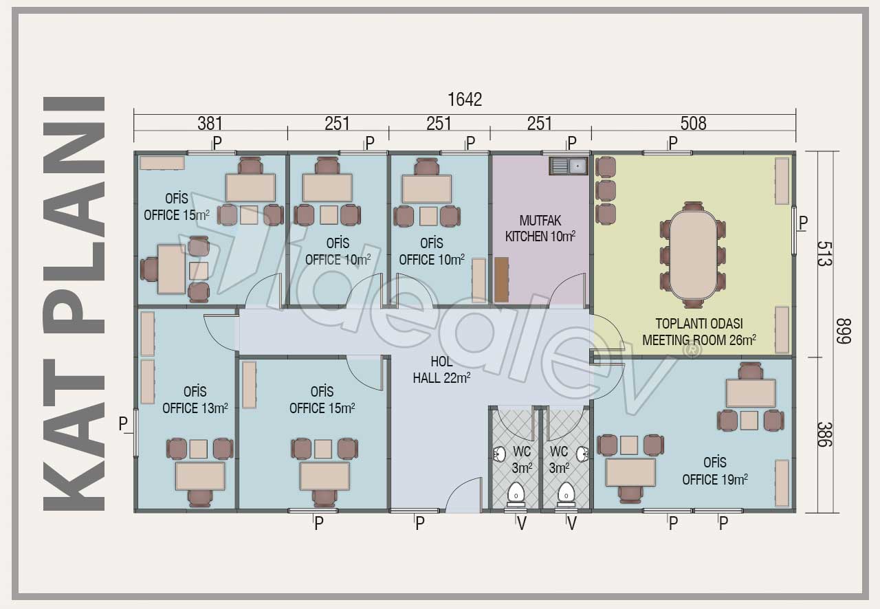 148 m² Prefabricated Office 4 148 m² Prefabricated Office - Image 2