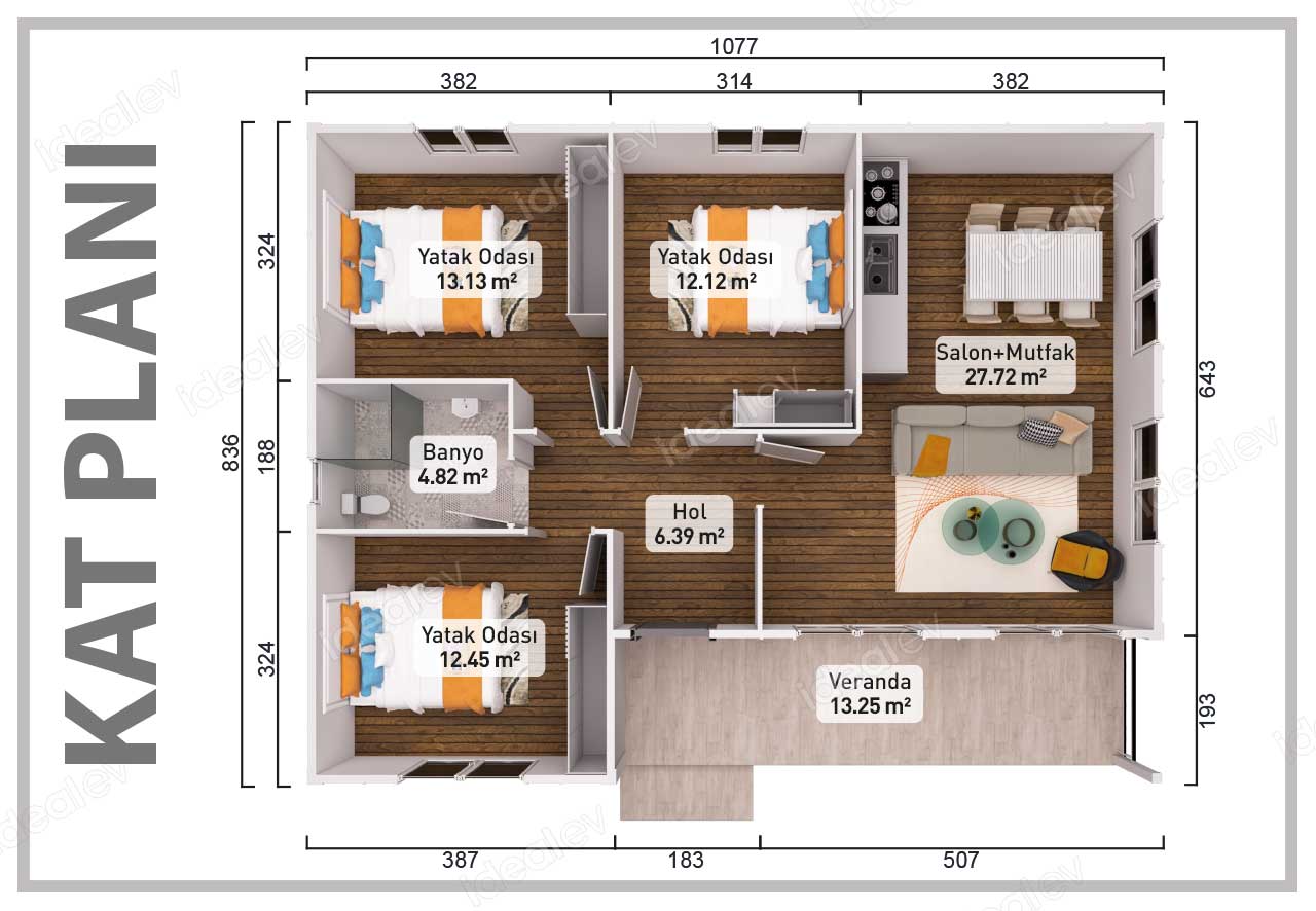 90 m² Prefabricated House 4 90 m² Prefabricated House - Image 2