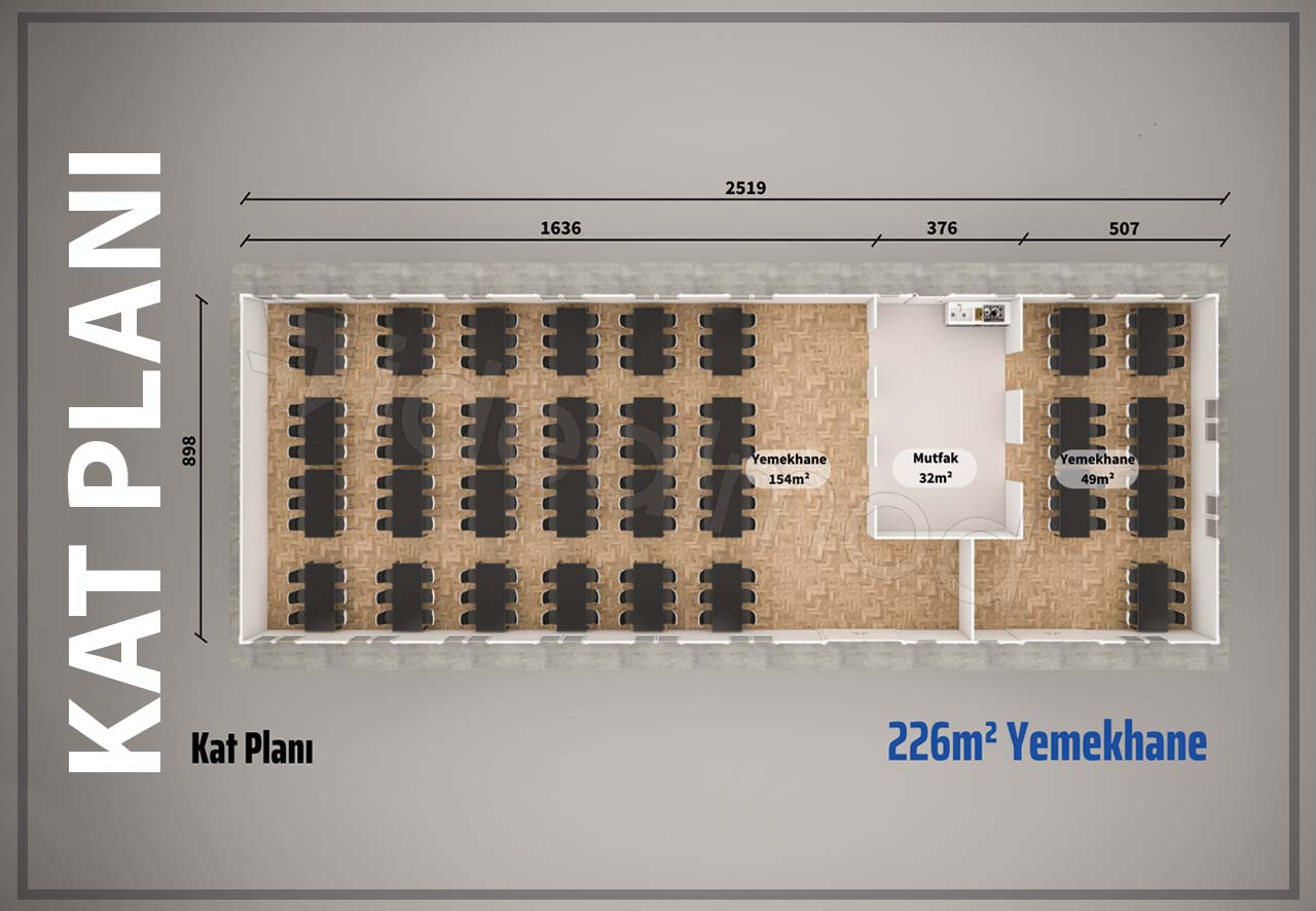 Prefabricated Dining Hall 226 m² 4 Prefabricated Dining Hall 226 m² - Image 2