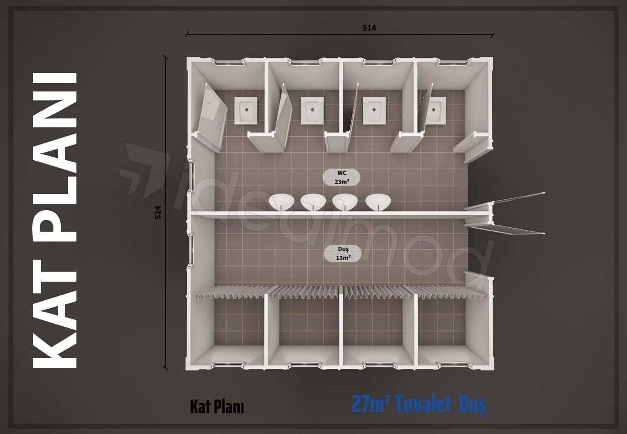27 m² Prefabricated Toilet and Shower 4 27 m² Prefabricated Toilet and Shower - Image 2
