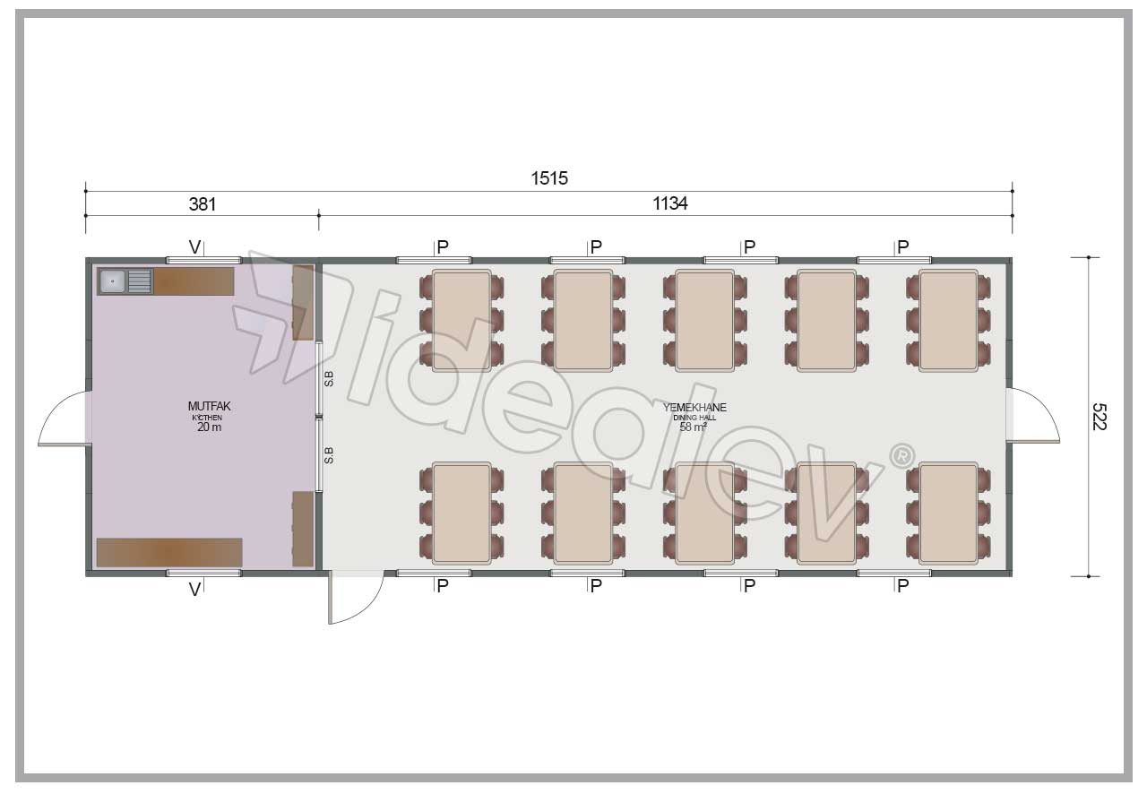 Prefabricated Dining Hall 79 m² 4 Prefabricated Dining Hall 79 m² - Image 2
